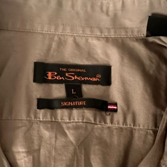 Ben Sherman Signature Tan Casual Button Down Short sleeve Shirt Size Large - Picture 10 of 10